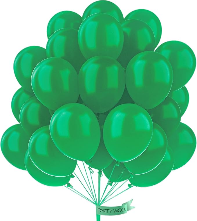 PartyWoo Pearl Emerald Balloons 50pcs Hunter Forest Green Color | 12 Inch by PartyWoo