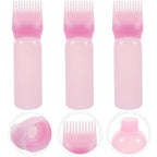 Root Comb Applicator Bottles Hair Color Bottle Applicator for Home Salon Pink Easy Squeeze Hair Dyeing and Oil Application