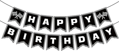 Race Car Birthday Banner, Checkered Happy Birthday Banner, Race Car Party by BIEUFBJI