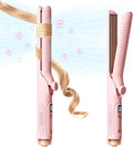 Hahahope Airflow 2 in 1 Straightener and Curler- 360° Airflow Styler Curling Iron, 1.25" Flat Iron Hair Straightener and Curler 2 in 1 for Short Long Hair, 5 Temps,Dual Voltage,Light Pink