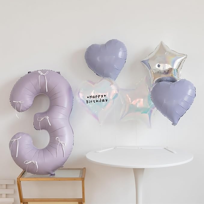 Pastel Purple 6 Number Balloons, 40 Inch Light Purple 6 Balloons Large Helium - Image 5