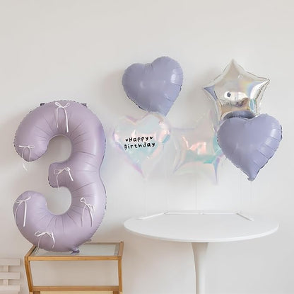 Pastel Purple 6 Number Balloons, 40 Inch Light Purple 6 Balloons Large Helium - Image 5