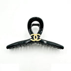 Shiny Black Large Hair Claw Clip with Gold Accent – Shatterproof & Long-Lasting Trendy Women’s Hair Styling Accessory