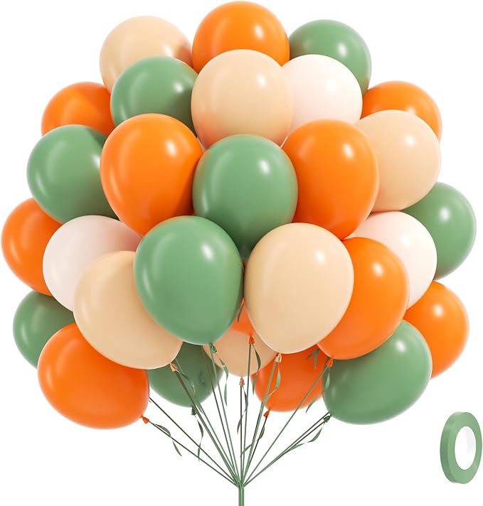 60pcs Green and Orange Balloons 12inch by Leraqertra