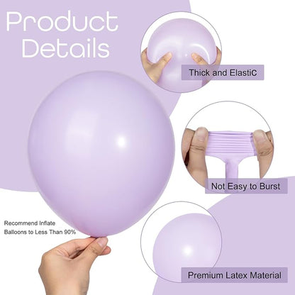 Ouddy Party 129Pcs Pastel Purple Balloons Different Sizes 18 12 10 5Inch - Image 3