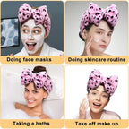 Shintop Women Fashion Lovely Soft Carol Fleece Bowknot Bow Makeup Cosmetic Shower Elastic Hair Band Hairlace Headband (Pink)