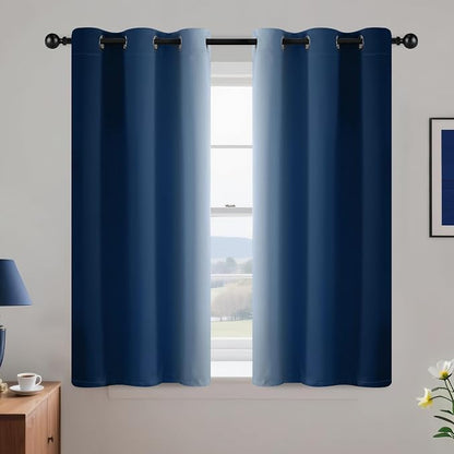 Yakamok Ombre Curtains Blue and Greyish White by Yakamok