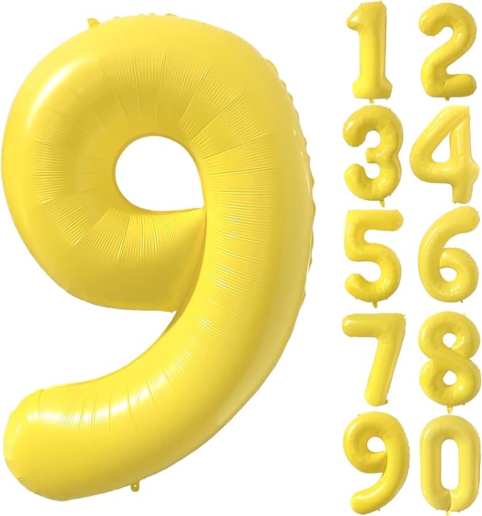 40 inch Yellow Number Balloon Giant Foil Helium Balloons Number 9 Balloon by Yeodong