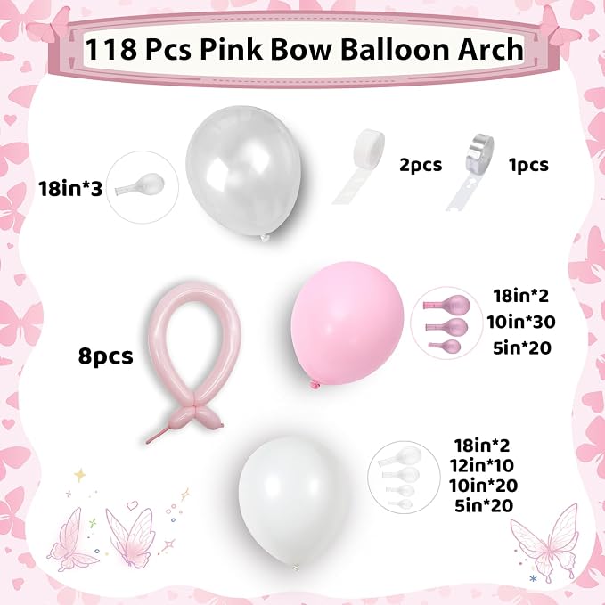 Pastel Pink and White Balloons Arch Kit 18 Inch*7 Clear Light Baby Pale Pink - Image 2