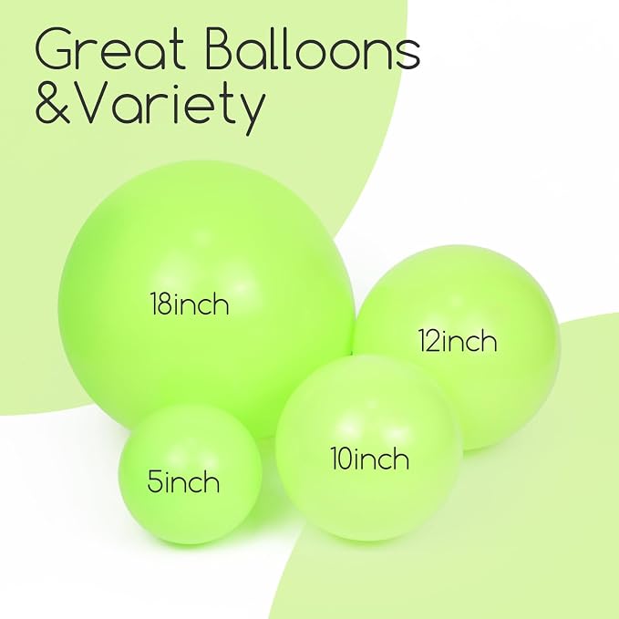 Awenztech 122pcs Lime Green Latex Balloons in 18 12 10 5 inches | Baby Shower - Image 8