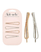 Kitsch Rhinestone Silver and Gold Hair Accessories for Women, Stylish Hair Gems | Decorative Bobby Pins for Weddings, Party, Prom, Events or Everyday Look | Ideal Gifts for Women - Set of 4