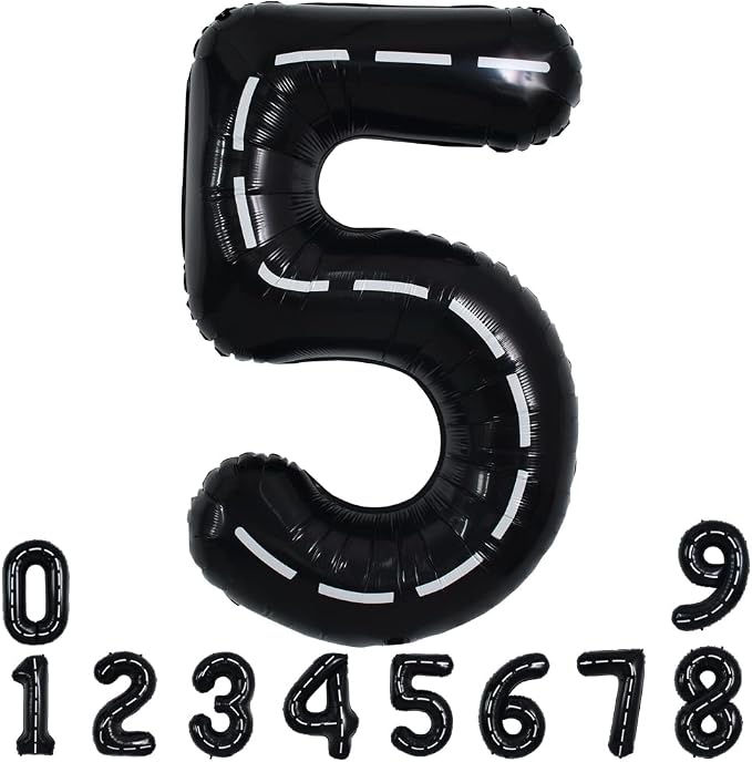 TONIFUL 40 Inch Large Race Car Number 5 Balloon 5th Birthday Decorations | 5th by TONIFUL