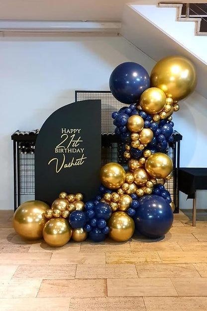 Navy Blue Balloons Arch Garland Kit 119pcs Chrome Gold Balloons - Image 3