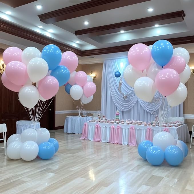 300 Pack White Pink and Blue Balloons 100 of each of the 3 colors 12 inch White - Image 4