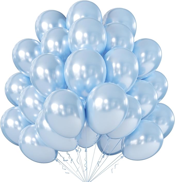12 Inch Pearl Light Blue Balloons, Baby Shower, Graduate Party Decorations by KALOR