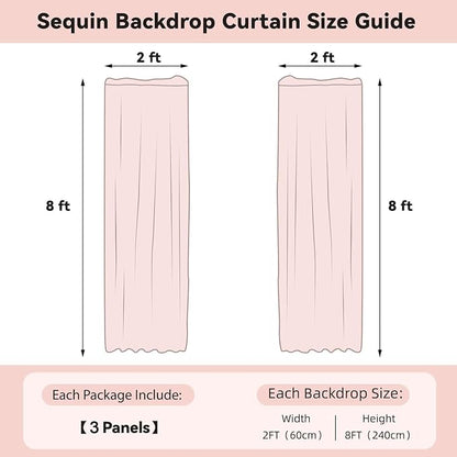 Sugargirl White Sequin Backdrop Curtain 3 Panels 2FTx8FT Glitter White - Image 6