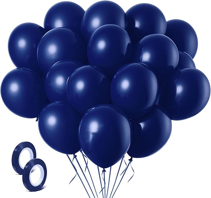 Navy Blue Balloons Latex Party Dark Blue 100 Pack 12 inch Round Navy Balloons by BOMSI
