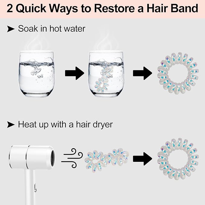 JessLab Spiral Hair Ties, 20 Pcs Traceless Phone Cord Hair Ties No Crease Spiral Bracelet Plastic Coil Ponytail Holders No-Damage Headband Hair Accessory for Girls Women Ladies Gift
