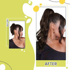 RUNATURE Dark Brown Ponytail Extension Real Hair, 20 Inch Ponytail Extension Human Hair, Long Straight Human Hair Ponytail, Remy Natural Hair, Add Length, 80g #2 Dark Brown