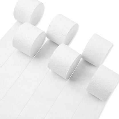 PartyWoo White Pearl White Crepe Paper Streamers 6 Rolls 492 FT | Graduation by PartyWoo