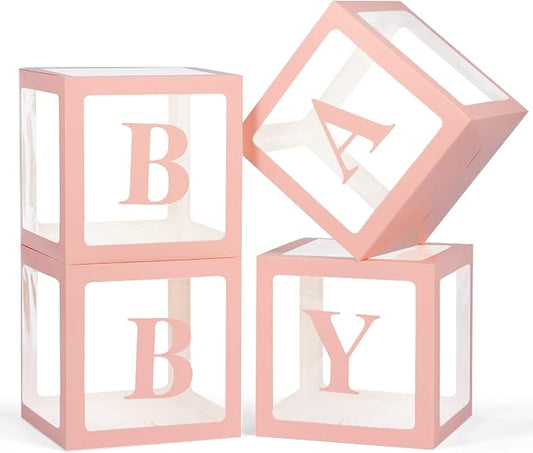 Voircoloria Baby Boxes with Letters, 4 Transparent Balloon Boxes | by Voircoloria