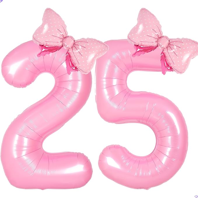 Pink Bow Birthday Decorations 25 52 Balloon Numbers by Unknown
