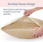 BEDELITE Satin Pillowcase for Hair and Skin, Super Soft and Cooling Similar to Silk Pillow Cases 2 Pack with Envelope Closure, Gift for Women Men(20"x30" Queen Size, Champagne)