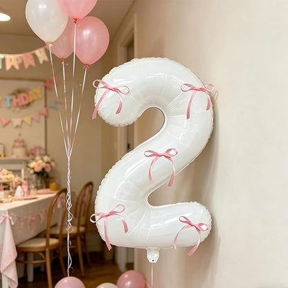 32 Inch White Number Foil Balloon - Image 2