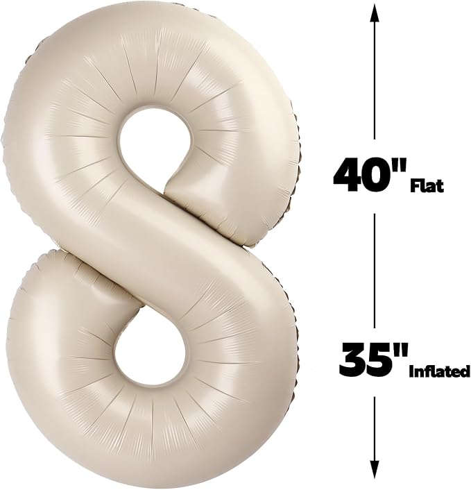 Cream White Foil Number 18 81 Balloon 40 Inch, Helium Mylar Number 18 81 - Image 4