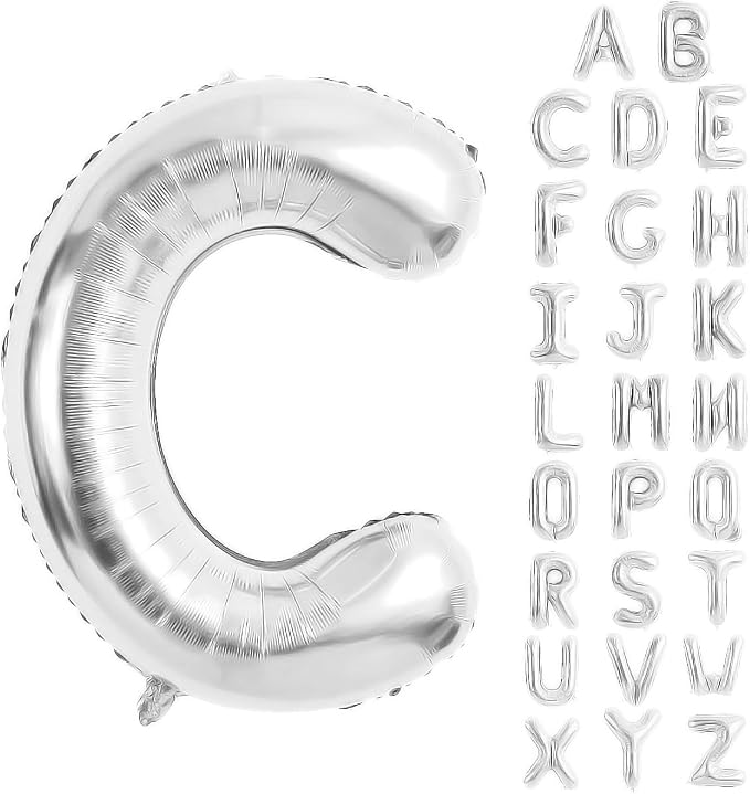 Silver Letter Balloons 40 Inch Large Alphabet Balloon Letter C | Foil Mylar Big by YUNSHANGMO