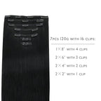 WENNALIFE Clip in Hair Extensions Real Human Hair, 14 Inch 110g 7pcs Remy Hair, Jet Black Straight Natural Extensiones De Cabello Humano Con Clip Ins