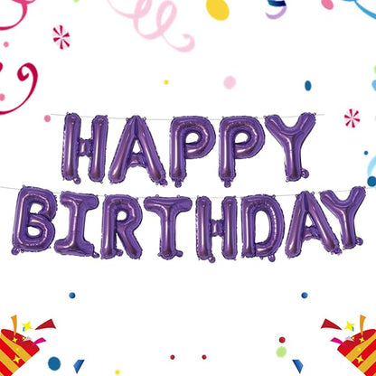 Dark Purple Happy Birthday Balloons Banner 16 Inch Mylar Foil Letters, by WESTGO