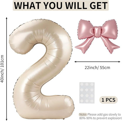 40 Inch Cream Number 2 Balloon - Image 2