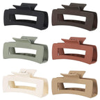 4 Inch Big Hair Claw Clips 6 Pcs Large Claw for Thick Hair Square Hair Clips for Women Rectangle Hair Clips Nonslip Acrylic Banana Jaw Clips Hair Accessories for Girls (Brown)