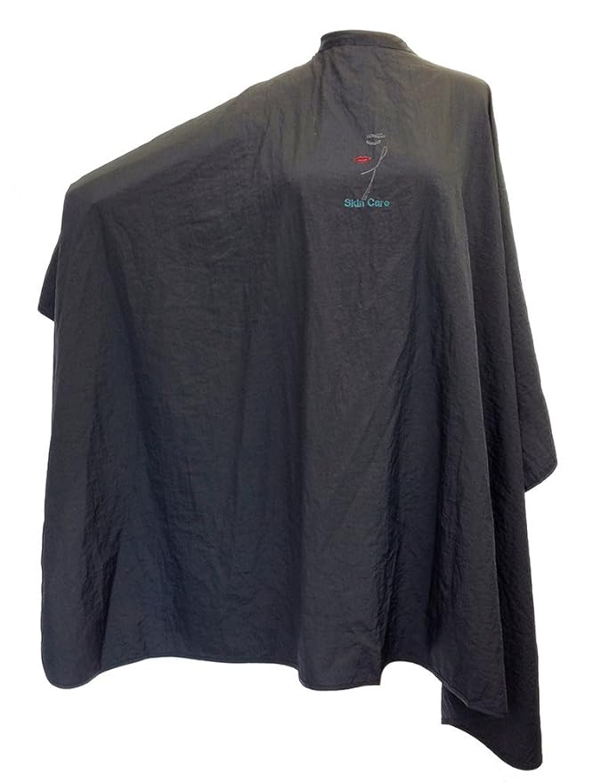 CHARLENE Professional Cutting Cape for Salon Hair Styling, Barber Haircut, Coloring, Skincare, Makeup (SA Logo, BLACK)