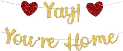 Gold Glitter Welcome Home Banner, Yay! You're Home Banner by Unknown