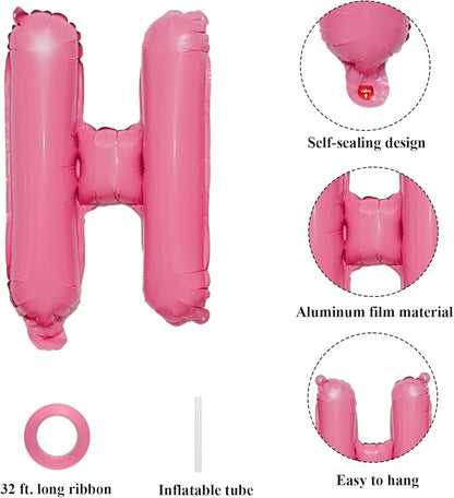 Happy Birthday Balloons Banner Pink Mylar Letter Sign | 16 Inch Reusable Foil - Image 5