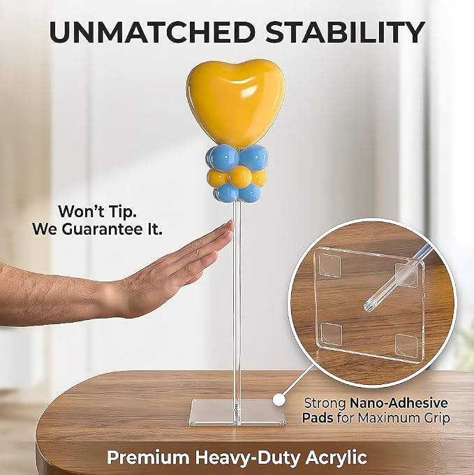 6 Pack Clear Acrylic Balloon Stand 15.75 inch Party Centerpiece Kit - Image 3