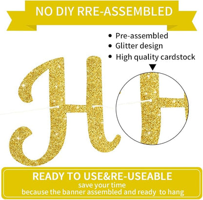 BEISHIDA Glitter Gold Happy Birthday Banner Party Decoration NO DIY, 10Feet | - Image 2