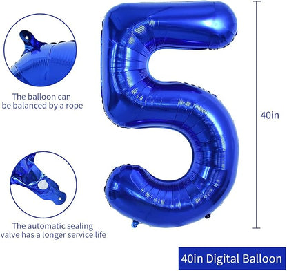 TONIFUL 40 Inch Navy Blue Number 5 Balloons Large Foil 5th Birthday Decor | - Image 2