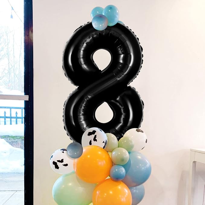 Black Number 8 Balloons 40 Inch Large Foil Balloons, Giant Number Balloon - Image 6