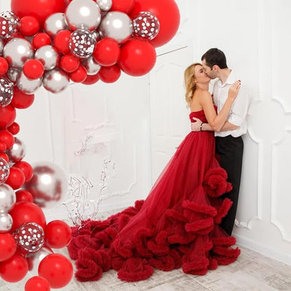 Red Silver Balloon Garland Arch Kit - Image 6