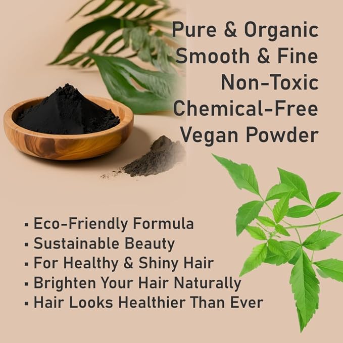 100% Organic Henna Hair Color – Natural, Chemical-Free Hair Dye for Rich, Vibrant Color & Gloss – Grey Coverage, Safe for All Hair Types, Vegan Non-Toxic, Herbal Hair Treatment (NATURAL BLACK)