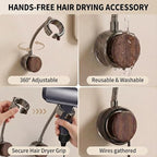 Hands Free Hair Dryer Holder, Suction Cup Wall Mount Blow Dryer Holder Stand with Flexible Adjustable Neck, 360° Rotation, Quick Install on Smooth Surfaces - for Bathroom Organization, Apartments & Dorms