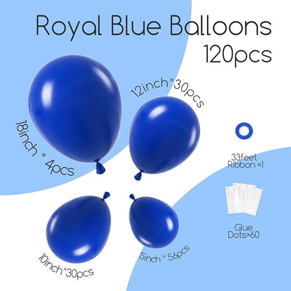 Awenztech 122pcs Royal Blue Latex Balloons in 18 12 10 5 inches | Graduation - Image 2