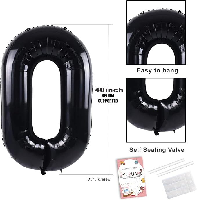 40 inch Number Balloon 0-9 Black Large Number 70 Balloons, Digital Balloons - Image 4