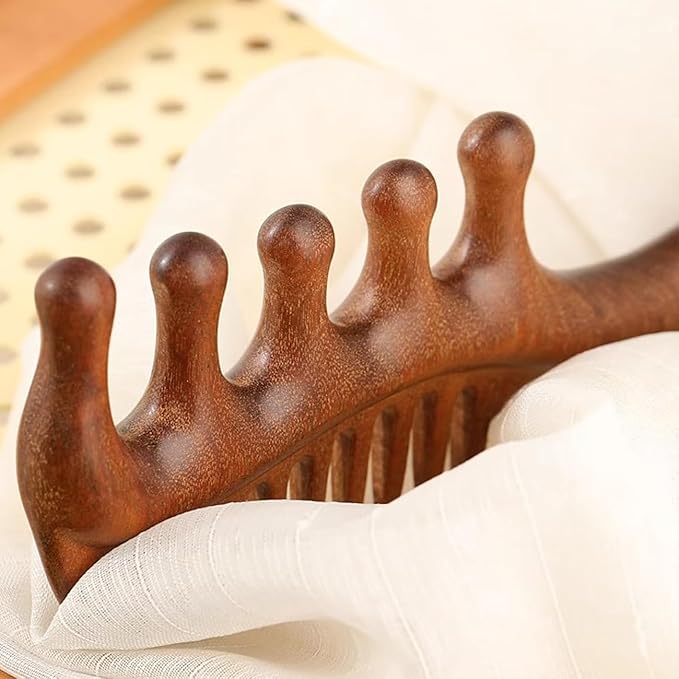 2 in 1 Wooden Comb for Scalp Massage Hair Growth, Wide & Fine Tooth Comb for Stress Relief, Gua Sha, Styling Hair, Scalp Massager Tool Upgrade