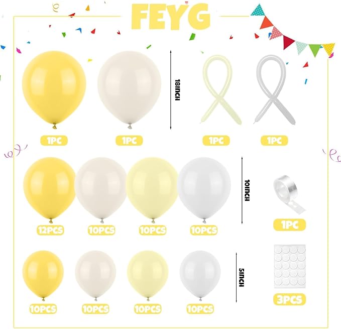 Mustard Yellow Bow Balloon Arch Kit, Sand White Pastel Yellow Balloon Garland - Image 2