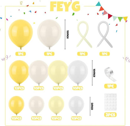 Mustard Yellow Bow Balloon Arch Kit, Sand White Pastel Yellow Balloon Garland - Image 2