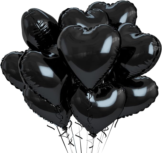 Biapian Foil Heart Balloons Black, Valentines Balloons 18inch Black Foil Balloon by BIAPIAN